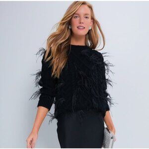 Hyacinth House by Tuckernuck Black Talulah Feather Sweater XXL 2XL Crew Pullover